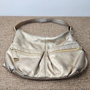 Michael Kors Metallic Gold Large Leather Shoulder Bag 11x15